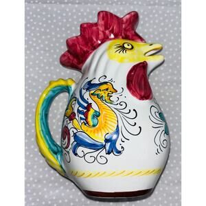 Deruta, Italy Handcrafted Majolica Rooster Pitcher Imported by Williams Sonoma